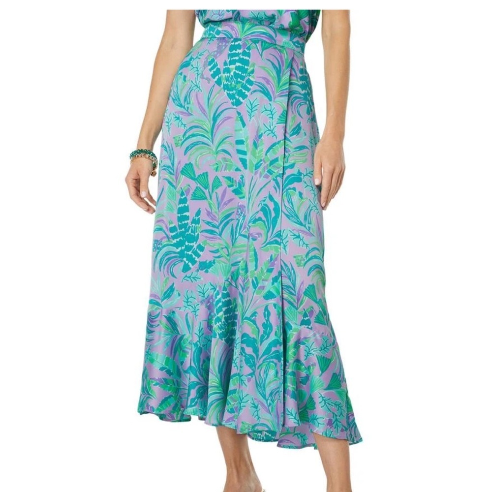Lilly Pulitzer Women's Britney Midi Skirt in the Purple Iris on the Chase Print